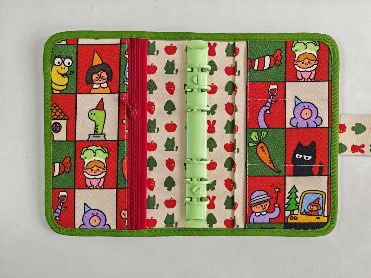 A6 Fabric Loose Leaf Notebook Cartoon Grid
