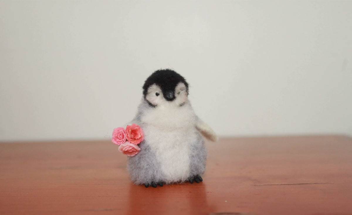 Handmade Wool Felt Penguin Figurine