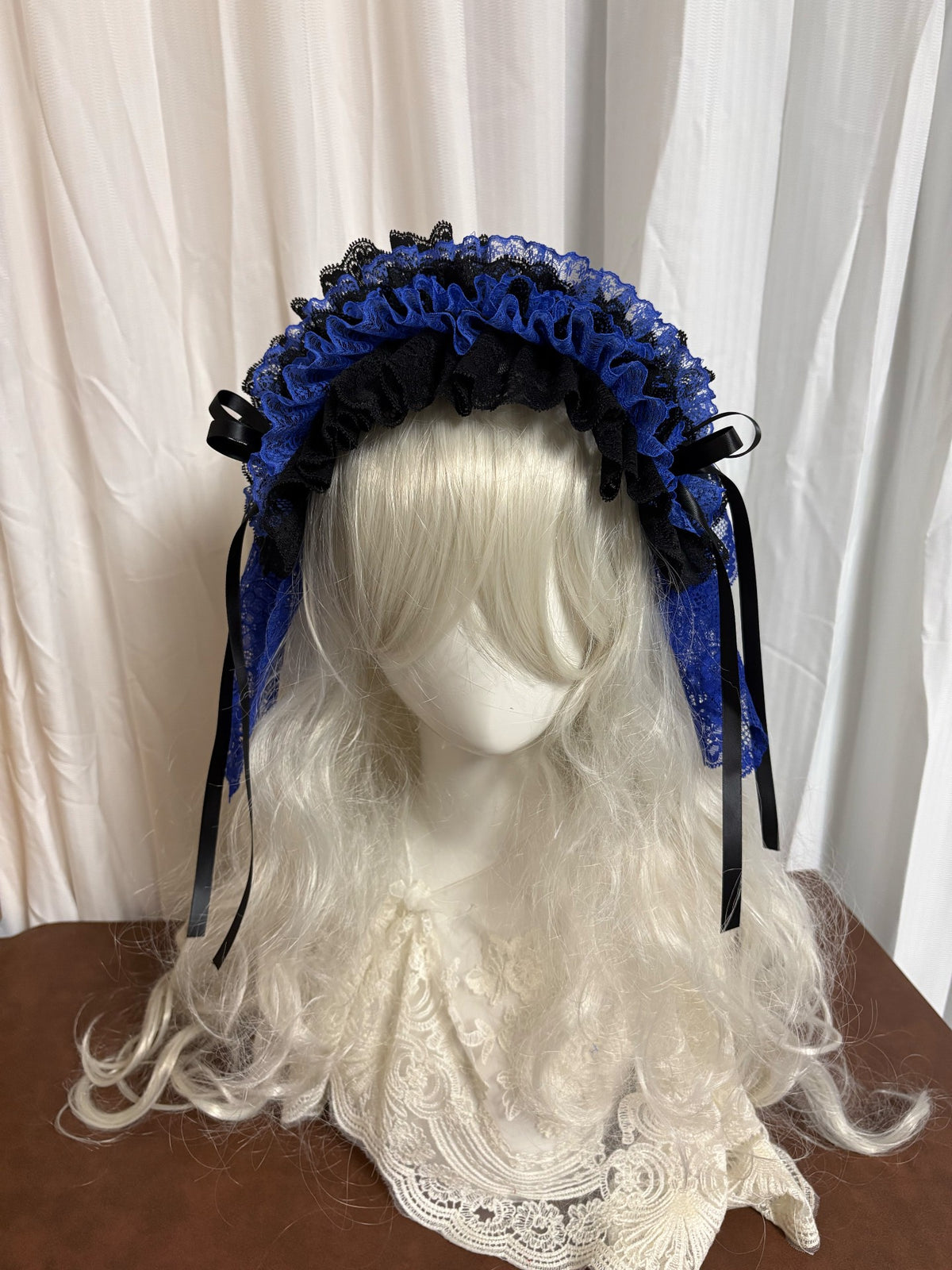 Gothic Lolita Blue Black Lace Headpiece