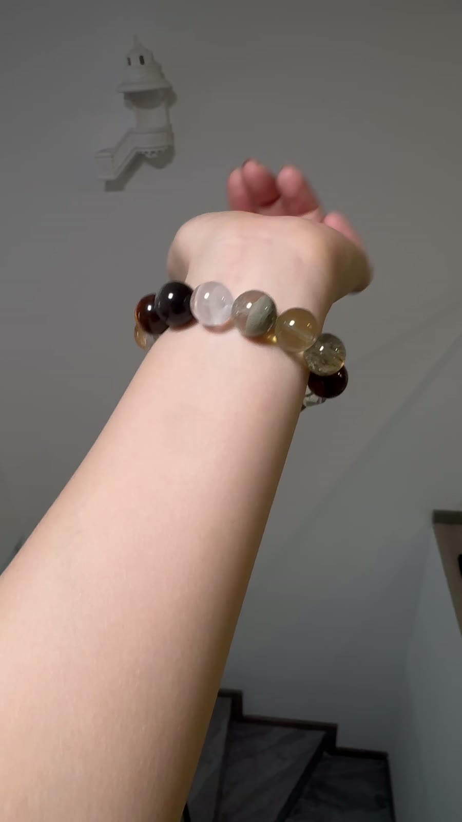 Mixed Crystal Beaded Bracelet with Cube Accent
