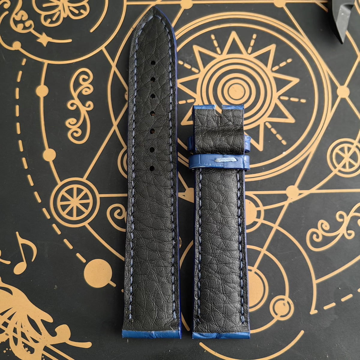 Hand Stitched Blue Crocodile Watch Strap