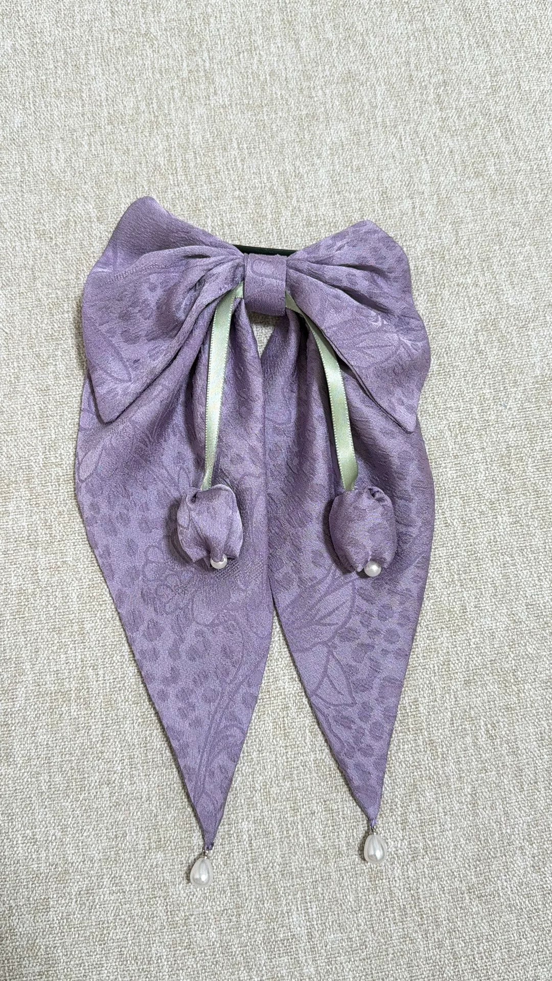 Lavender Jacquard Bow Hair Clip