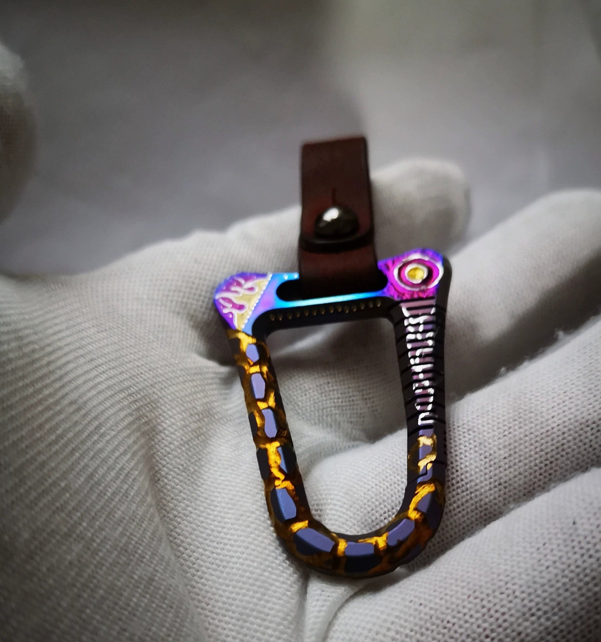 Titanium Alloy Carabiner Keychain with Suede Strap
