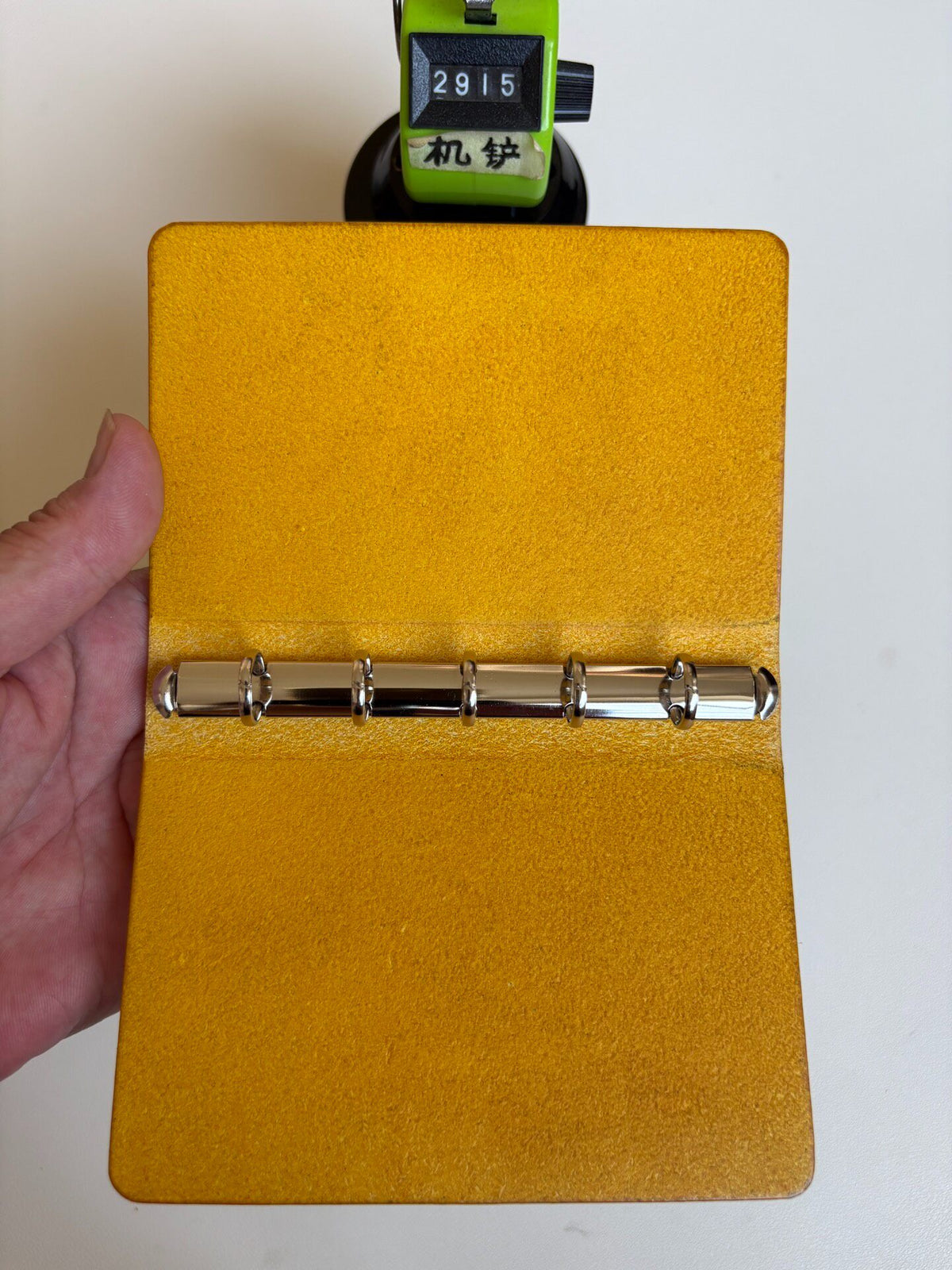 Six Ring Binder Mustard Suede Lined