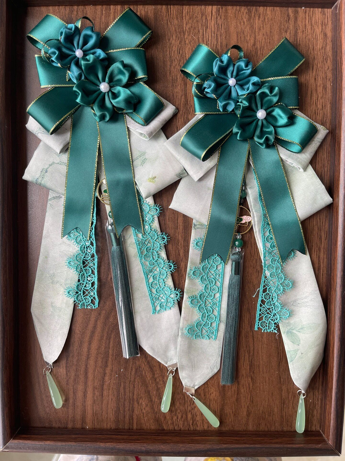 Lolita Green White Lace Flat Hat