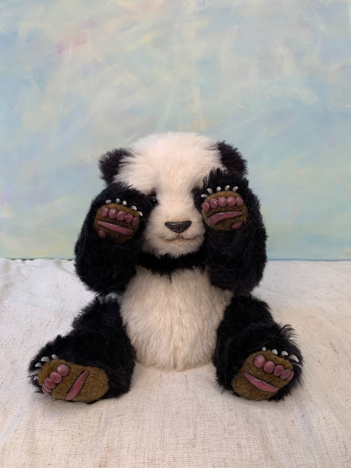 Peluche de Panda em Mohair Feito à Mão 30cm