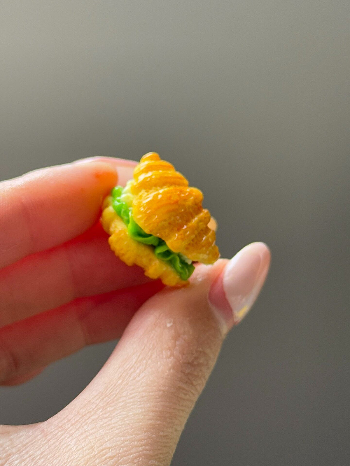 Miniature Clay Ham Croissant Charm