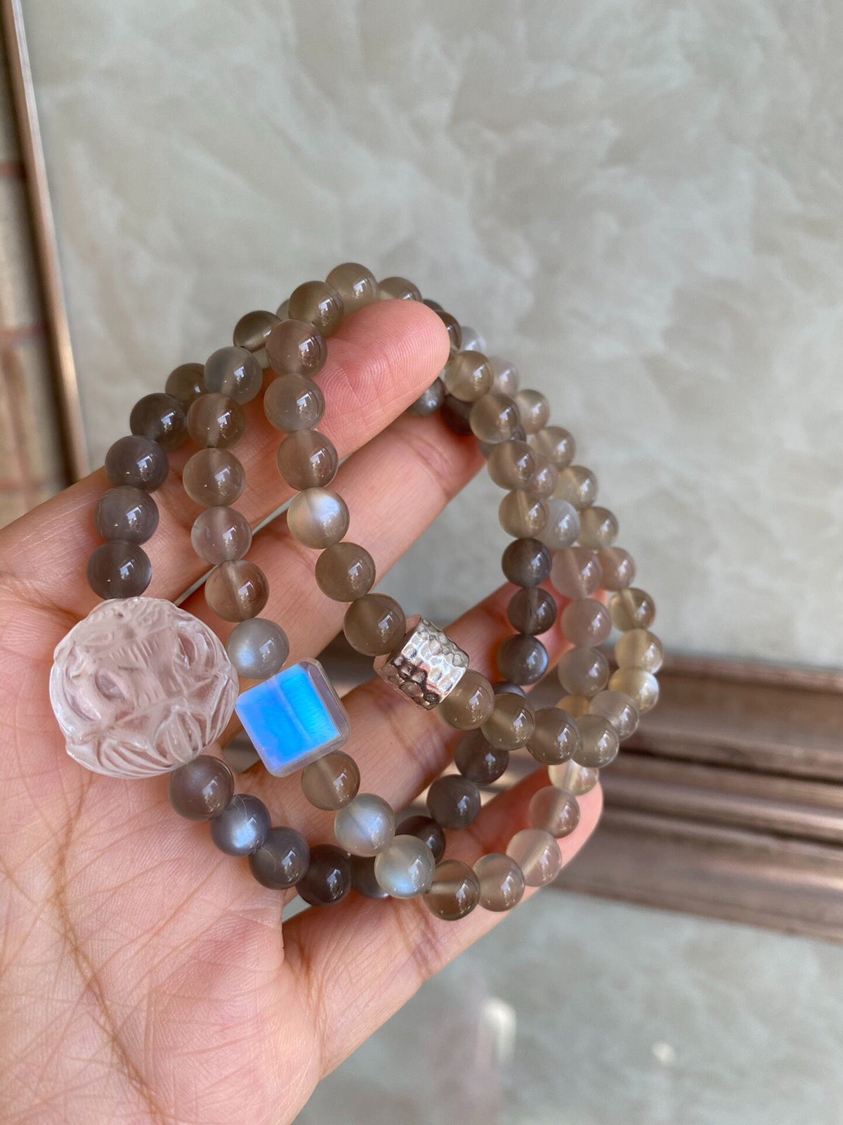 Moonstone Triple Wrap Bracelet Crystal Fox
