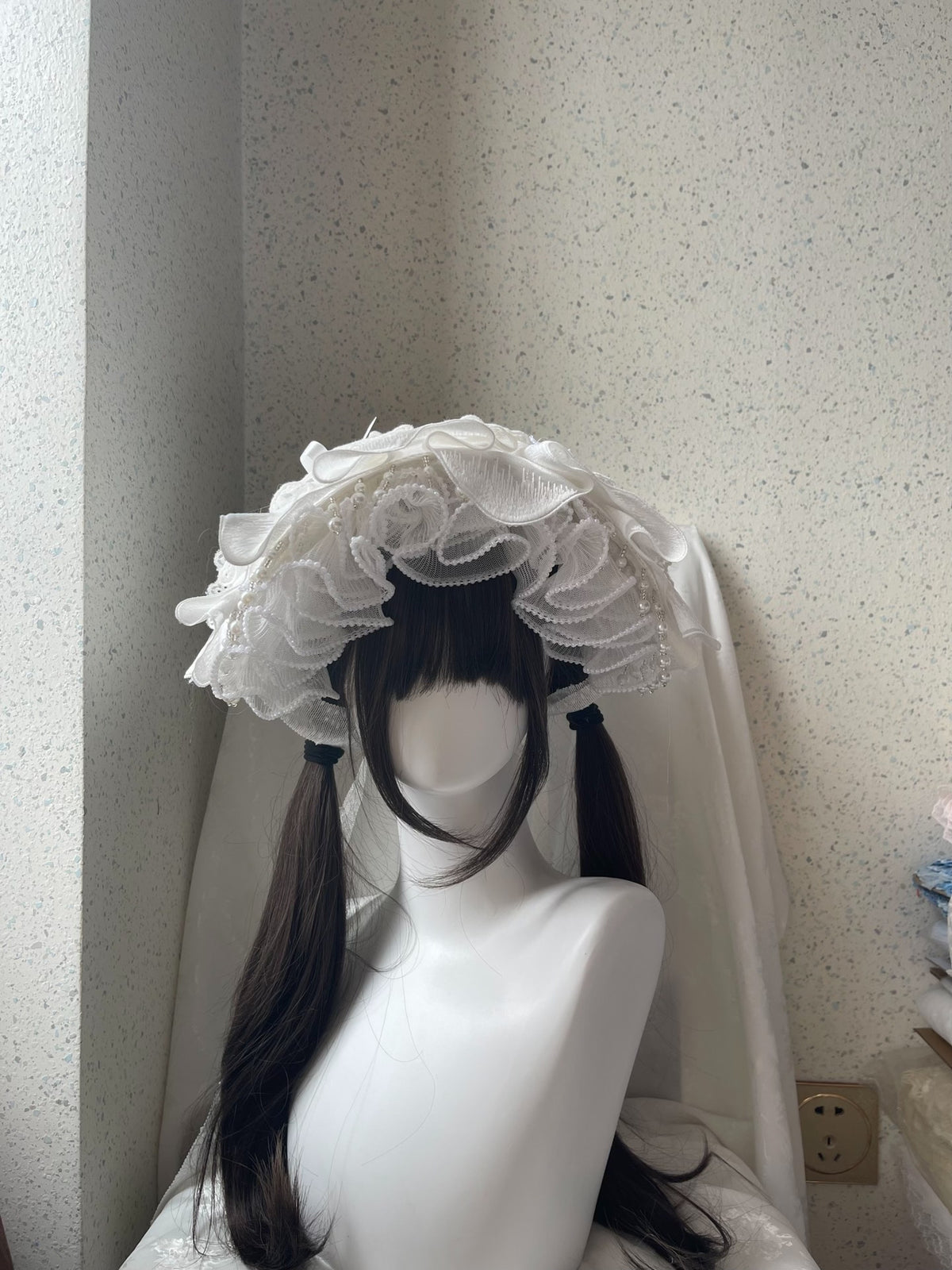 White Lace Lolita Bonnet Hat