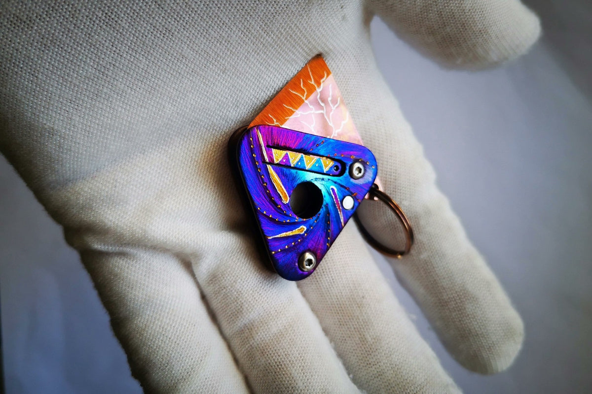 Mini Titanium Triangle Folding Knife D2 Steel