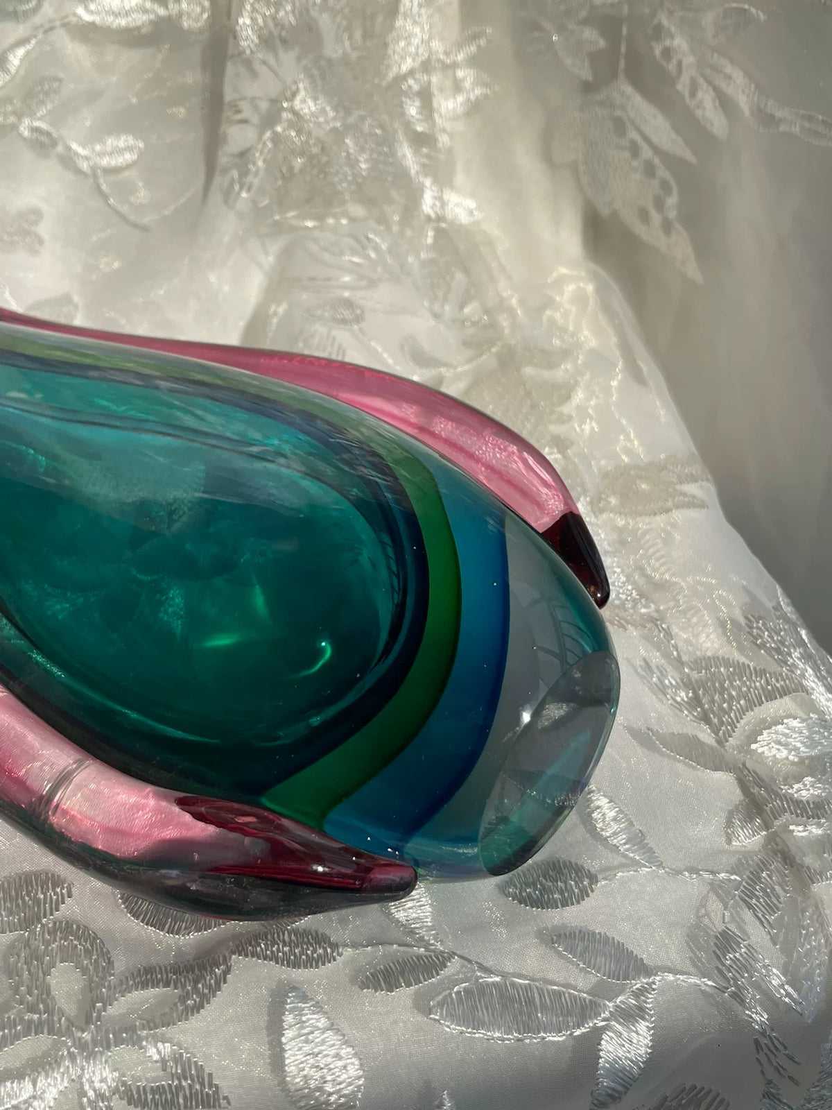 Vase vintage en verre liuli forme queue de poisson