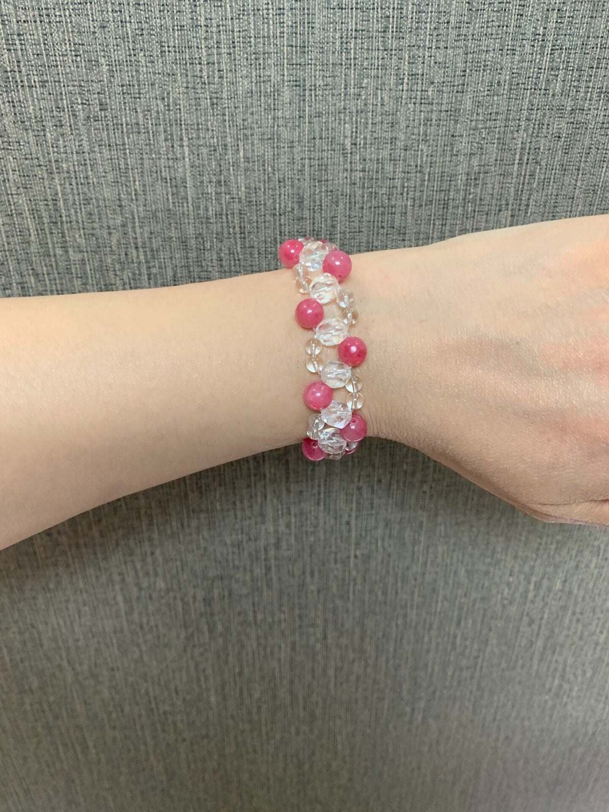 Rhodonite White Crystal Beaded Bracelet