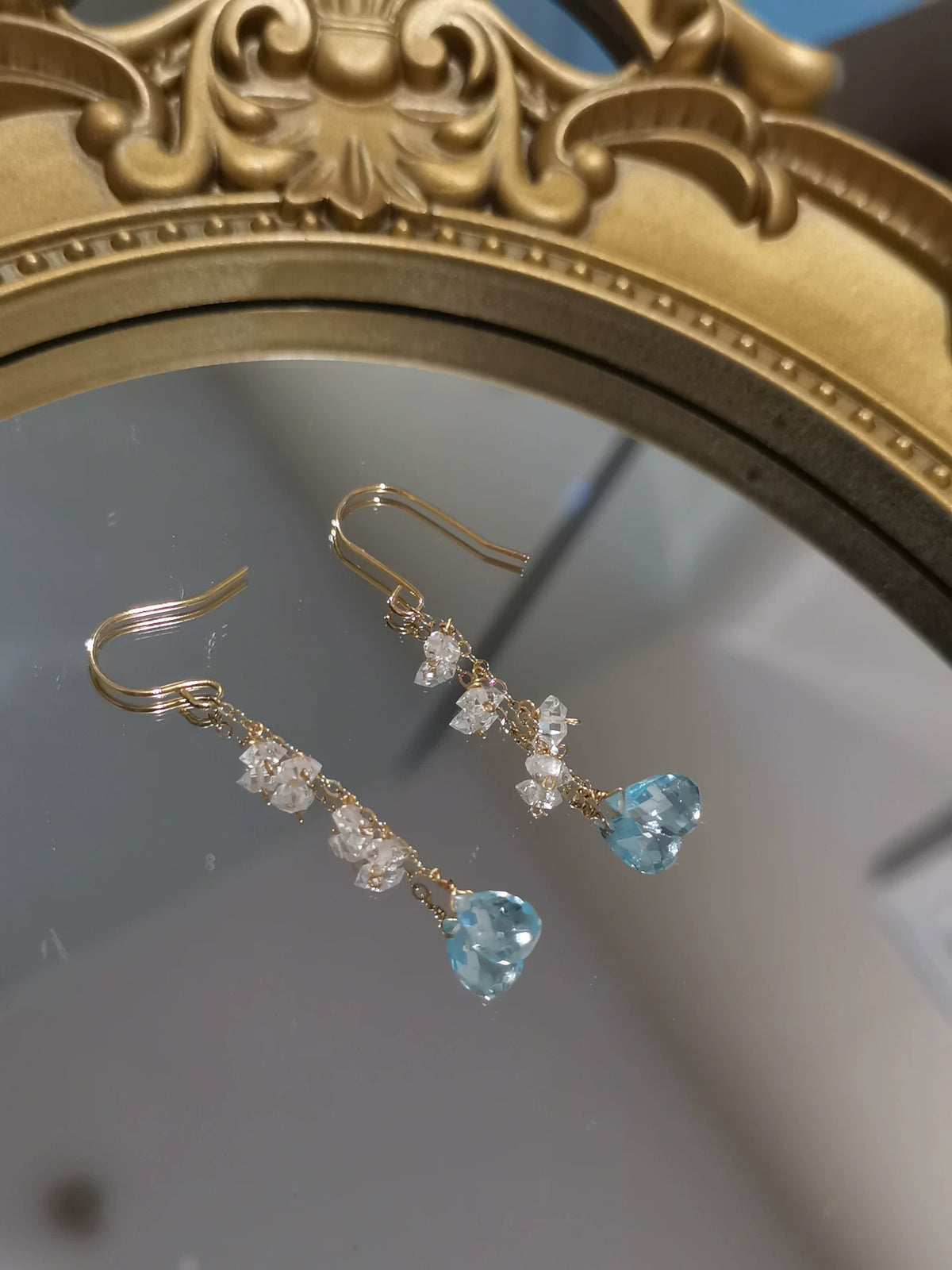 Apatit Herkimer Kristall Gold-Filled Tropohrringe