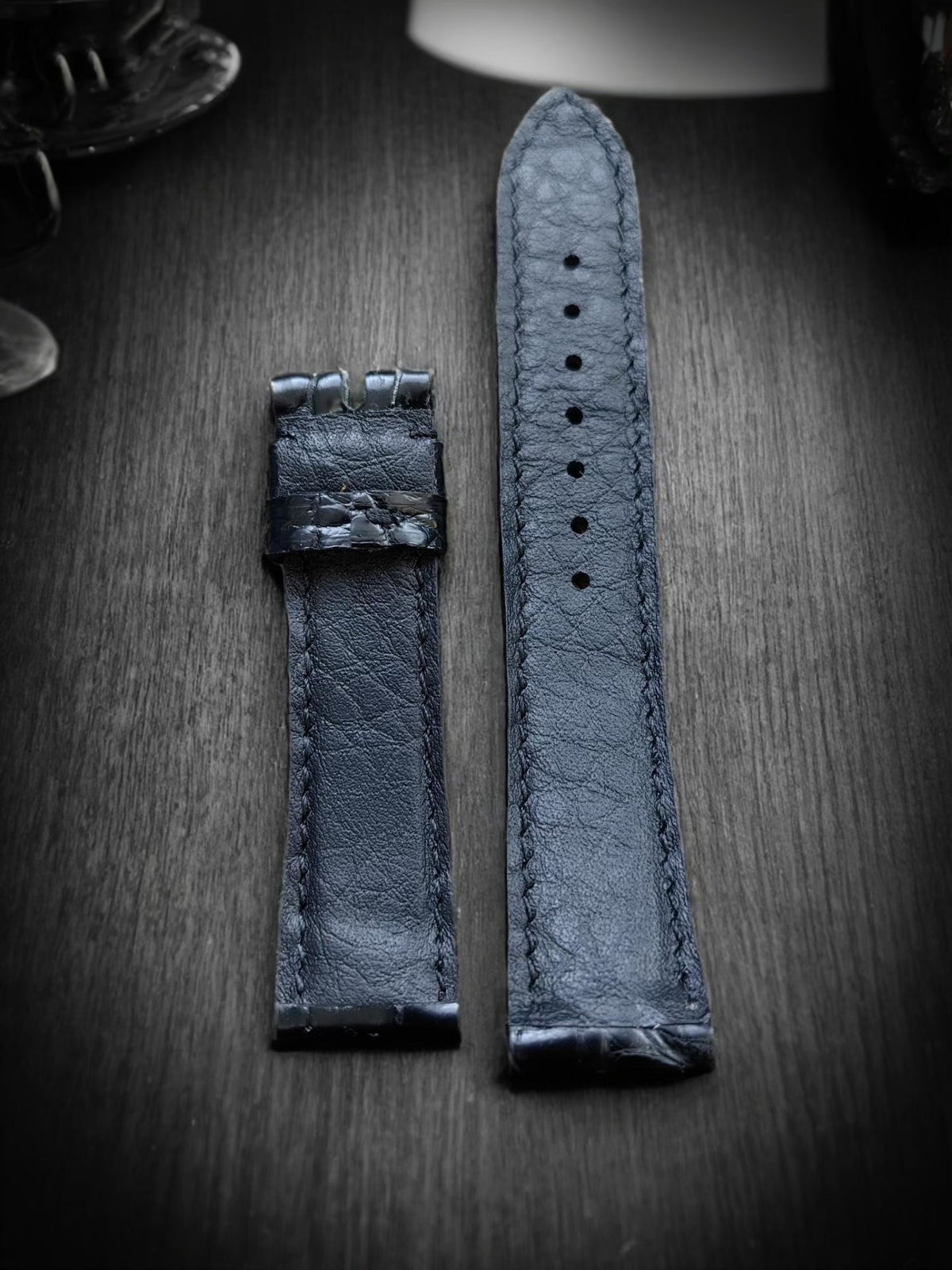 Black Crocodile Leather Watch Strap 20mm