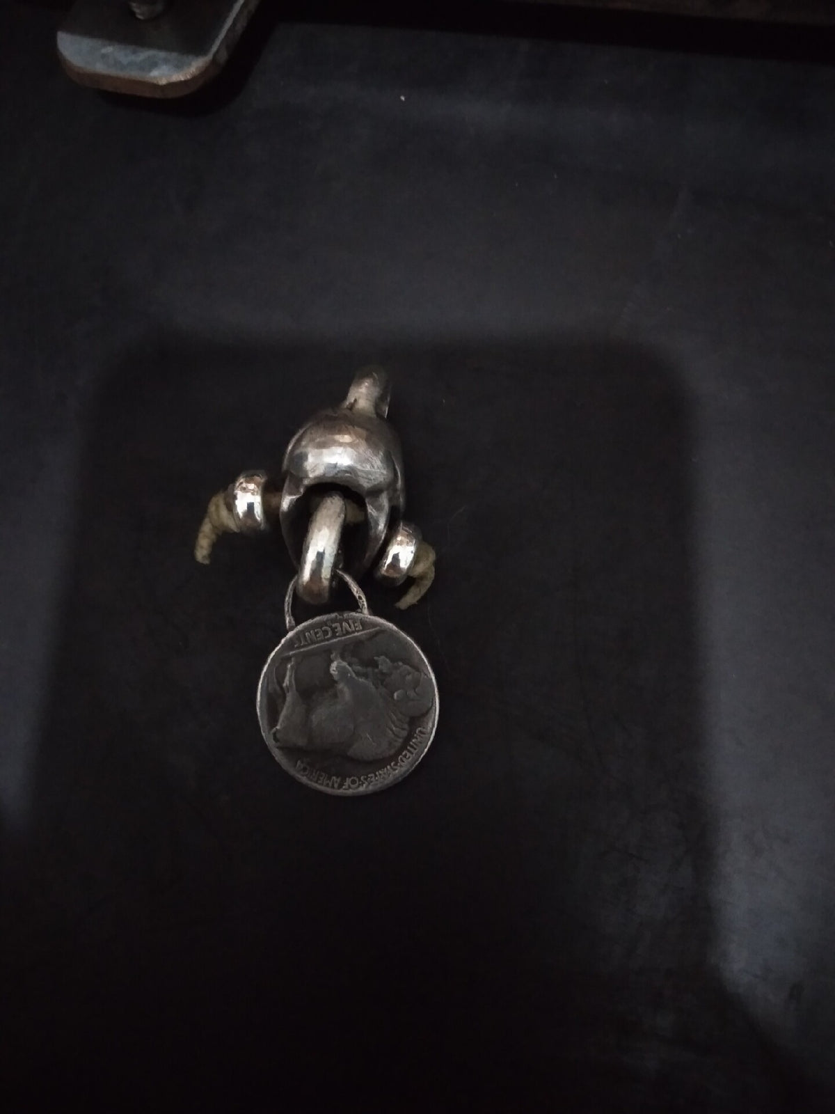 One Eyed Skull Silver Coin Pendant