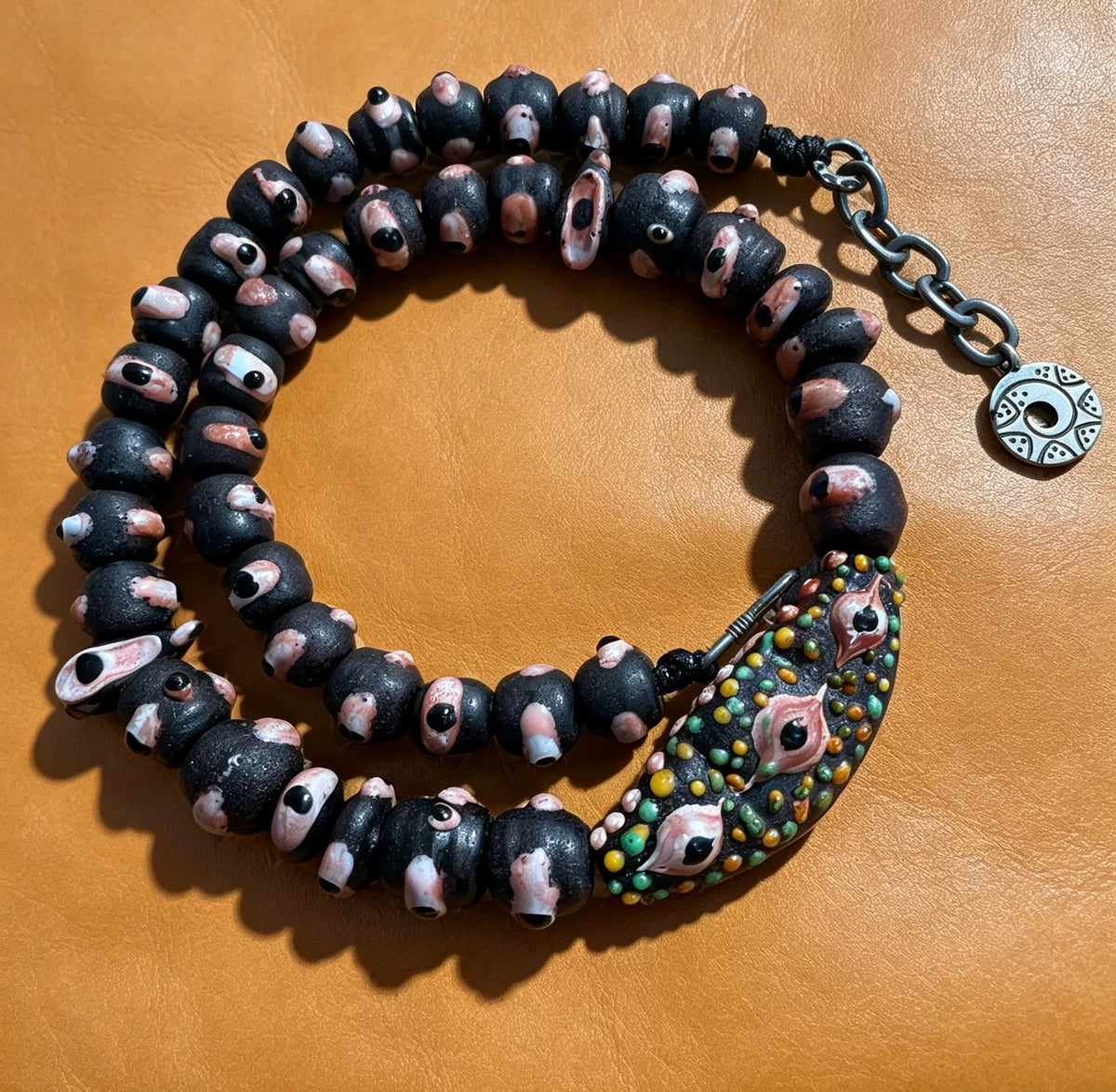 Three Eye Liuli Glazen Ketting 52cm