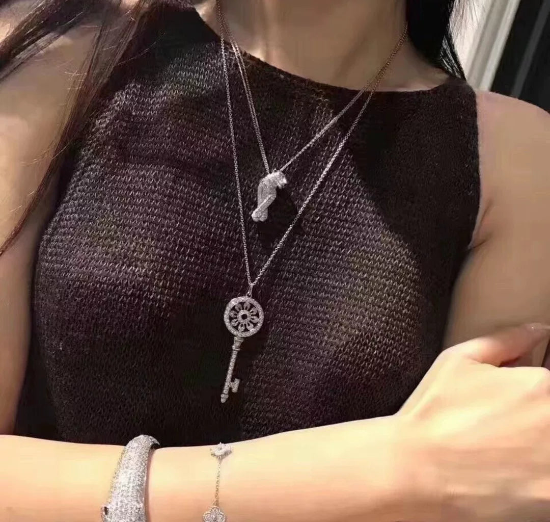 S925 Sterling Silver Crouching Leopard Necklace