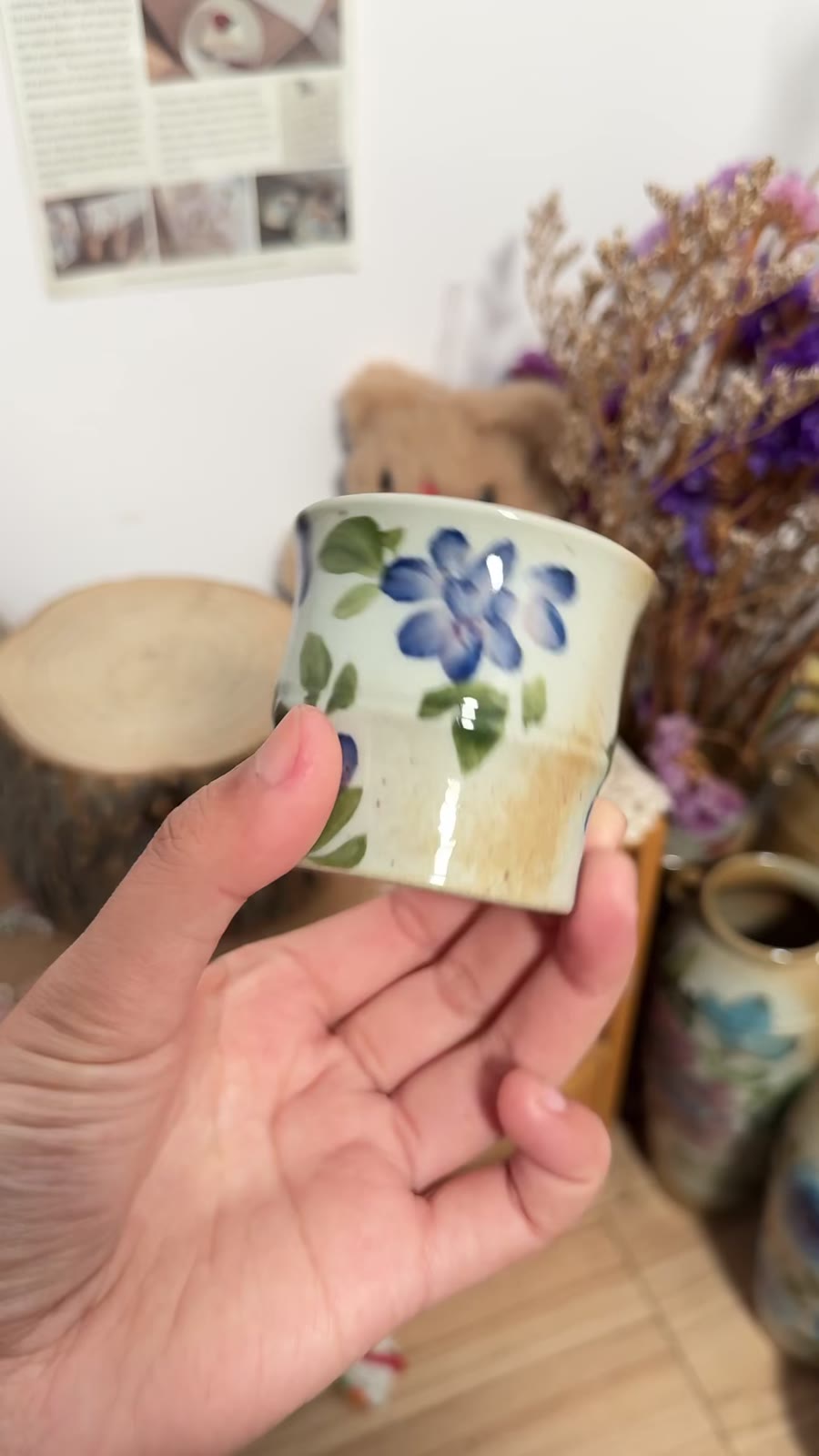 Handmade Panda Flower Ceramic Tea Cup 70cc