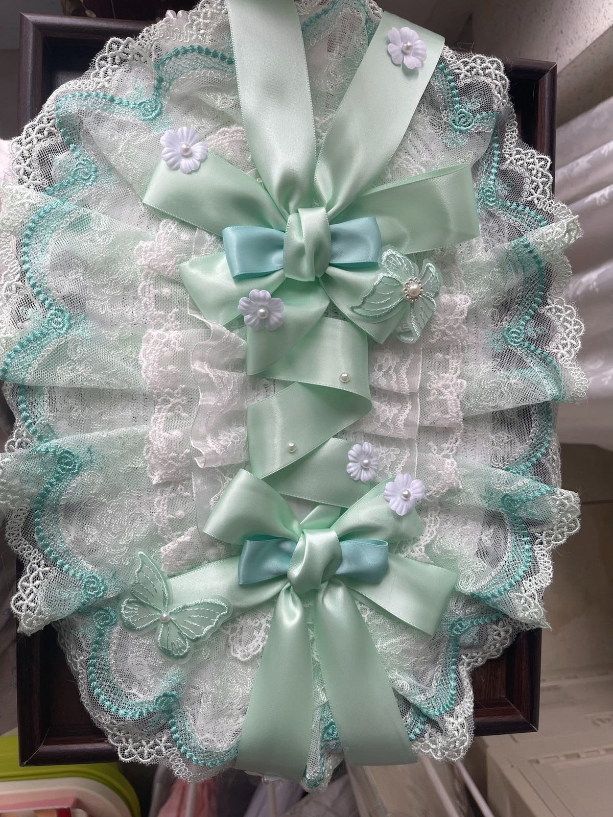 Mint Green Lace Lolita Bonnet Hat
