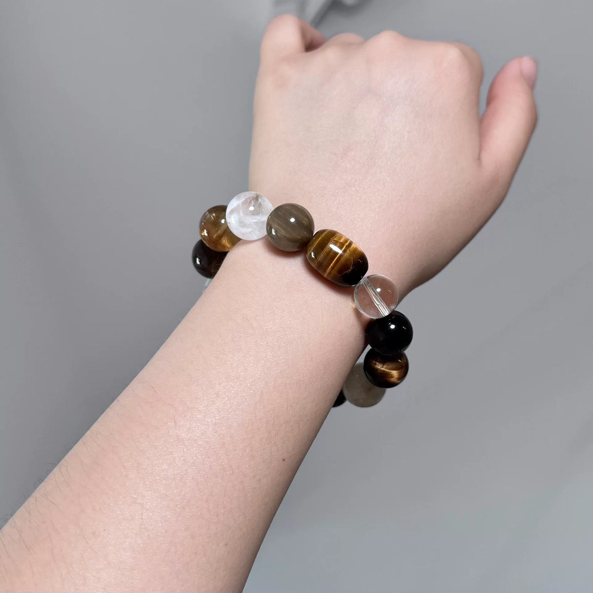 Bracelet de perles en quartz rutilé doré 14mm