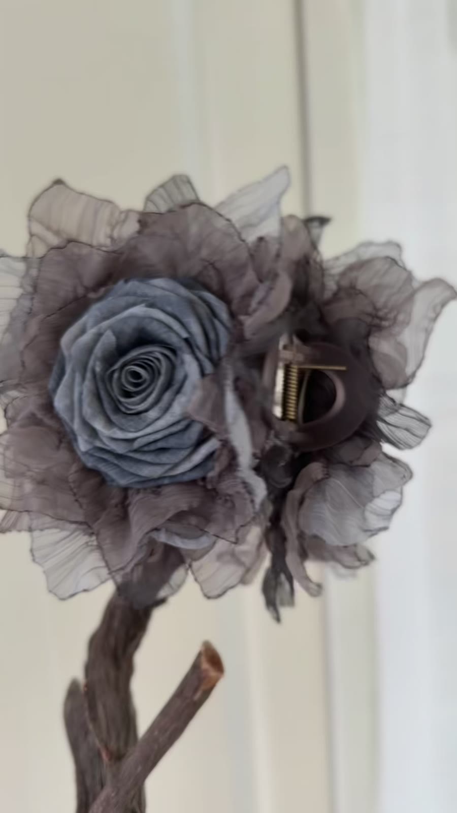 Fabric Burnt Rose Hair Claw Clip in Gray