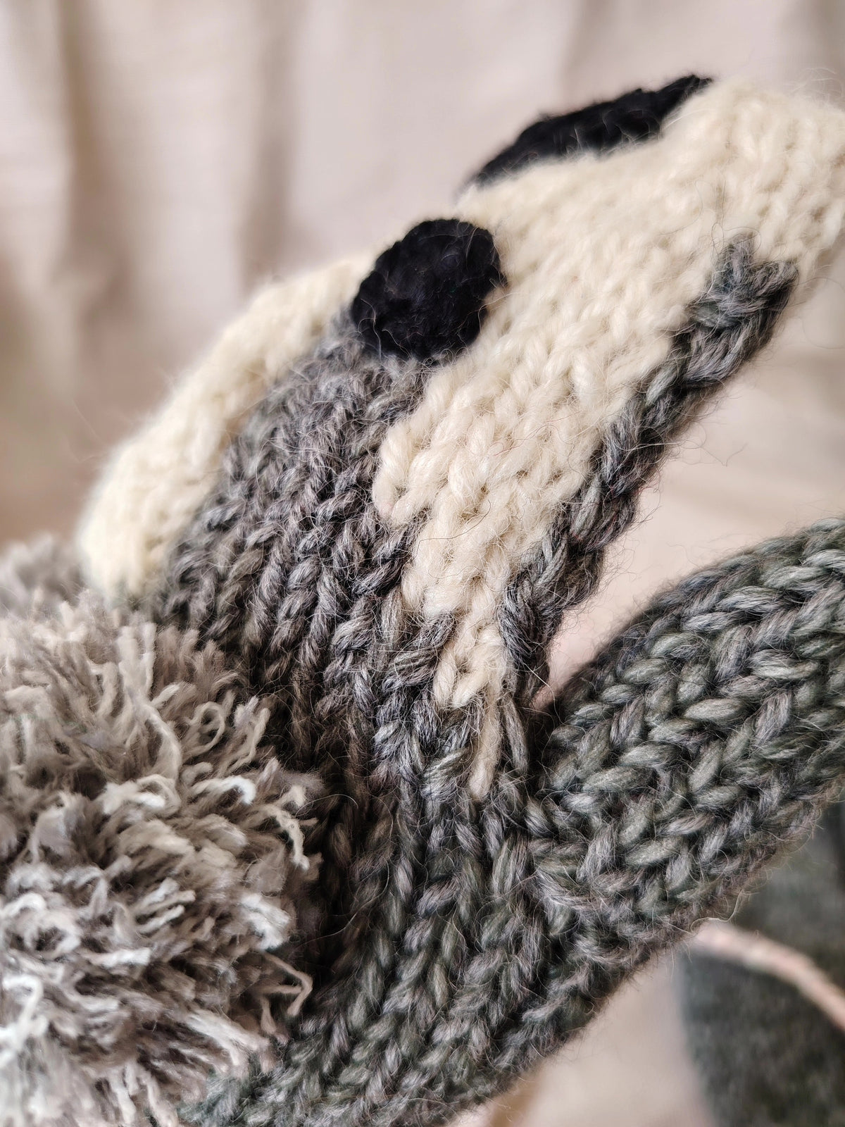 Pure Wool Fingerless Raccoon Gloves