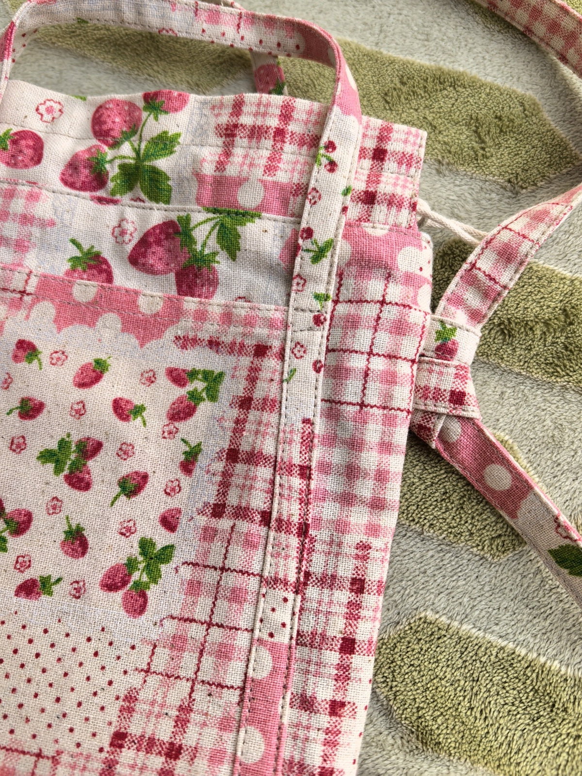 Patchwork Strawberry Drawstring Crossbody Bag