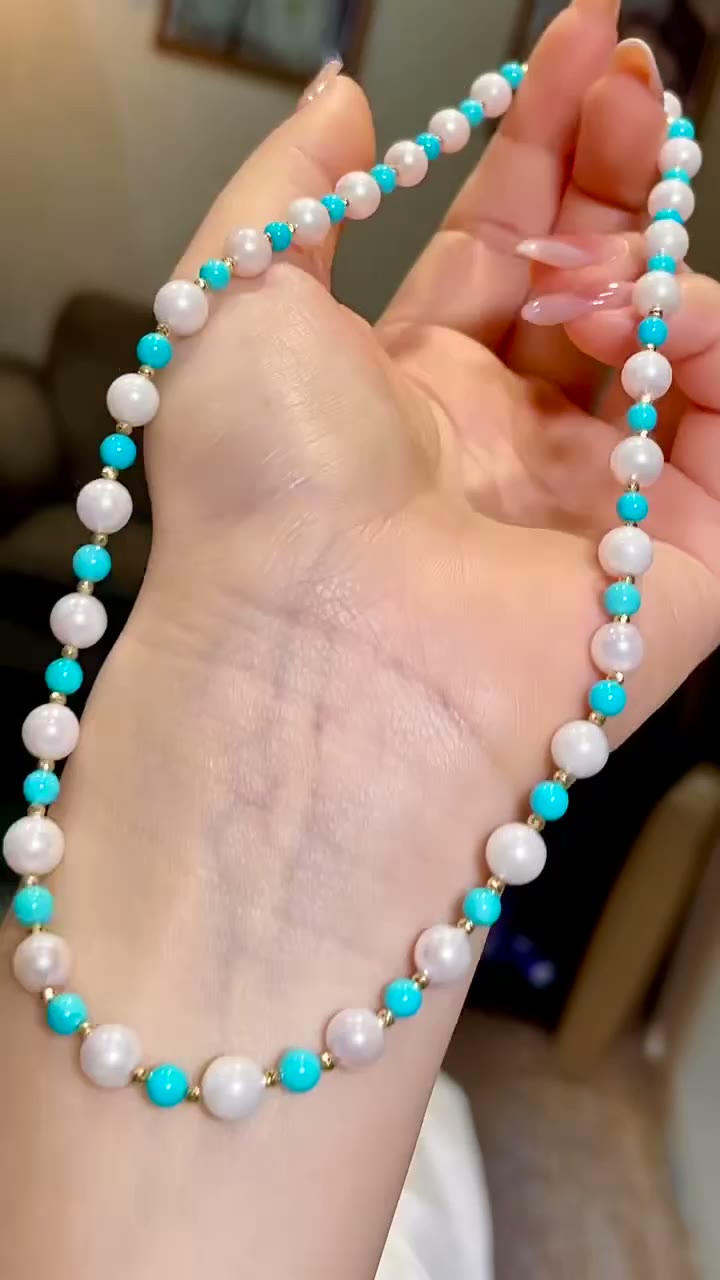 Akoya Pearl Turquoise Necklace 41.5cm