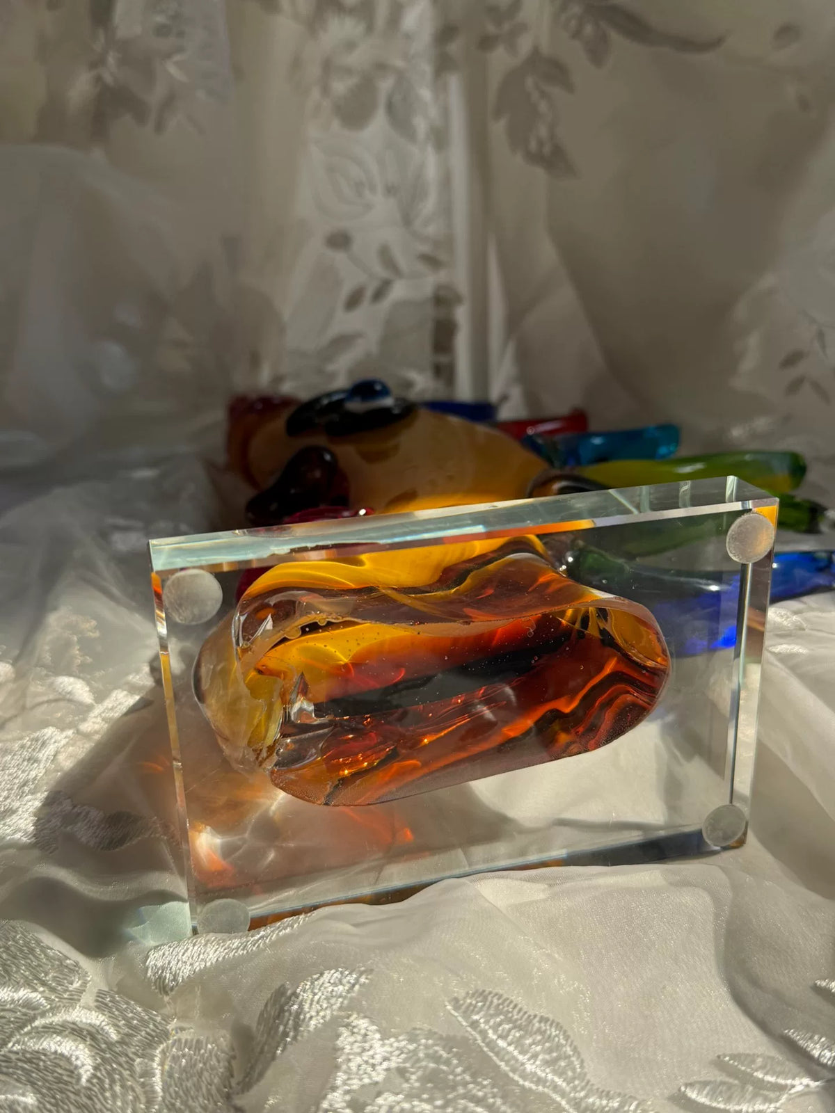 Figurine Desse de la Lune en Verre de Murano Orange