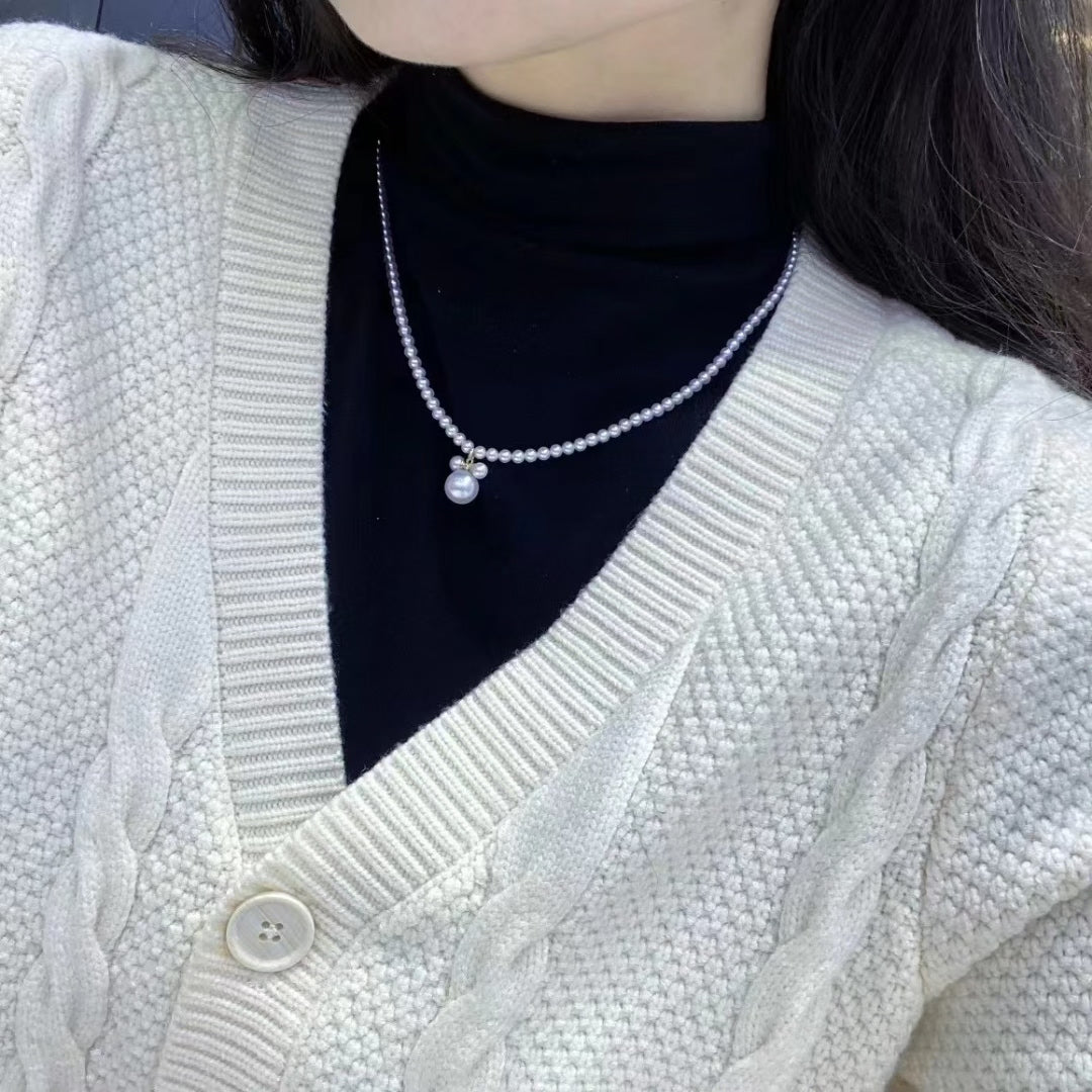 Collier Mickey perles d'eau douce naturelle argent S925
