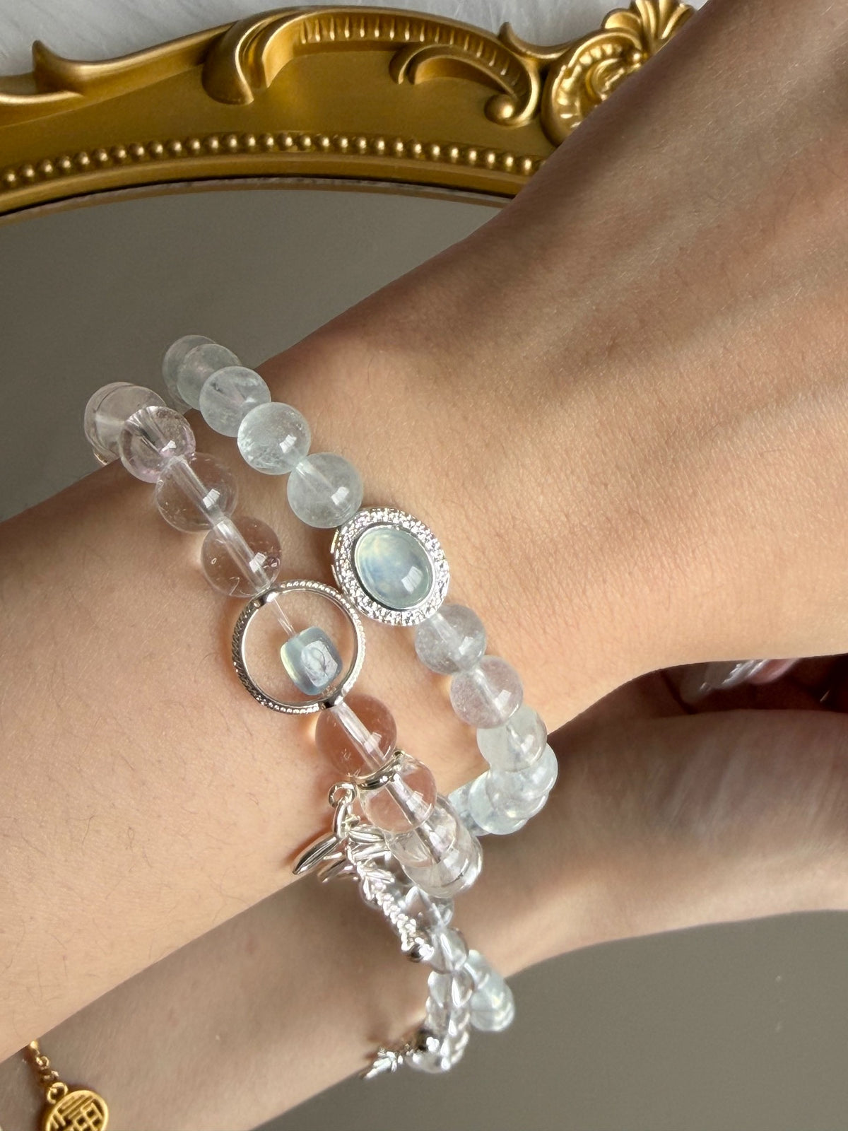 Aquamarine Crystal Double Loop Bracelet