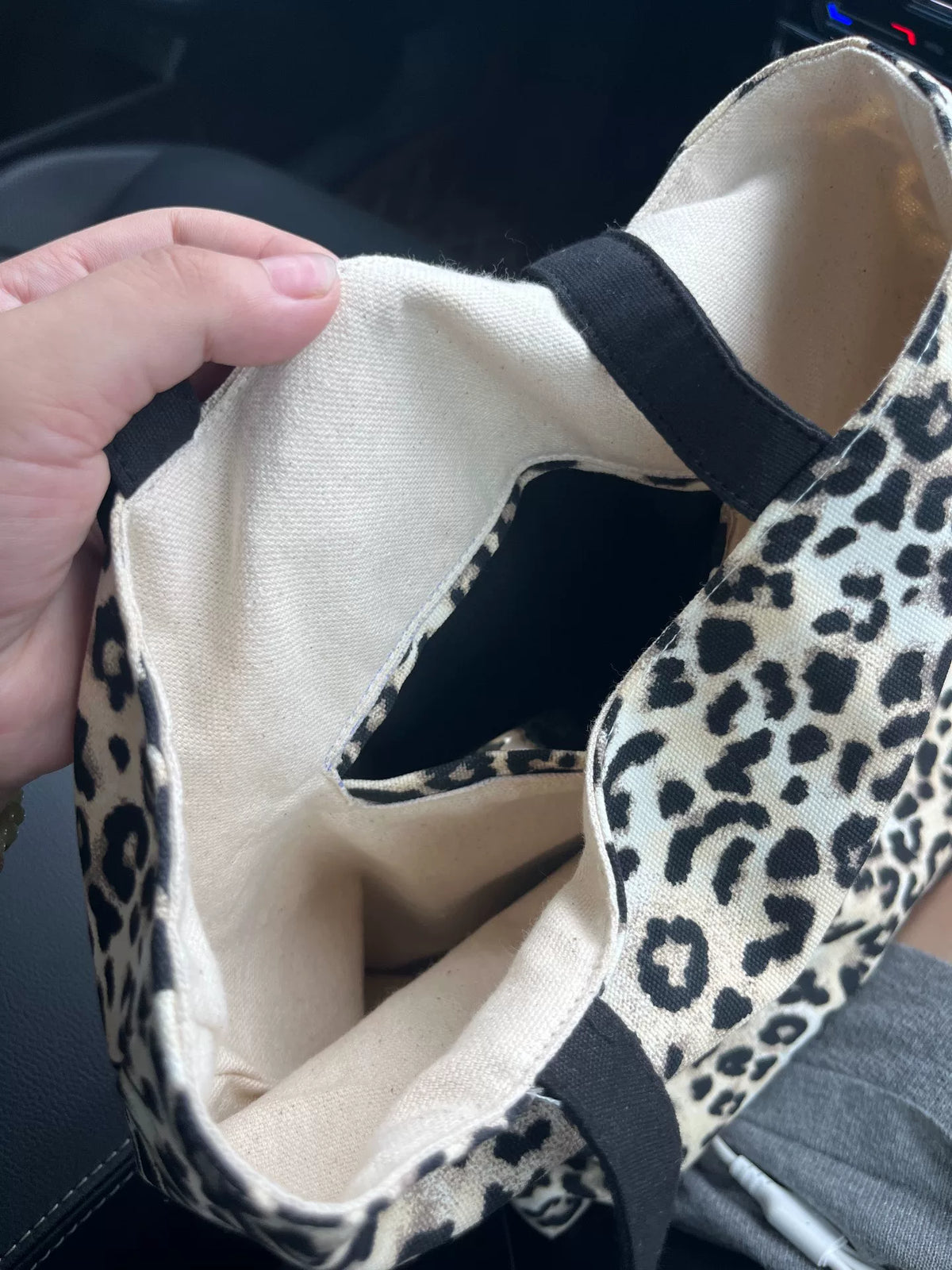 Handmade Leopard Print Canvas Shoulder Tote Bag