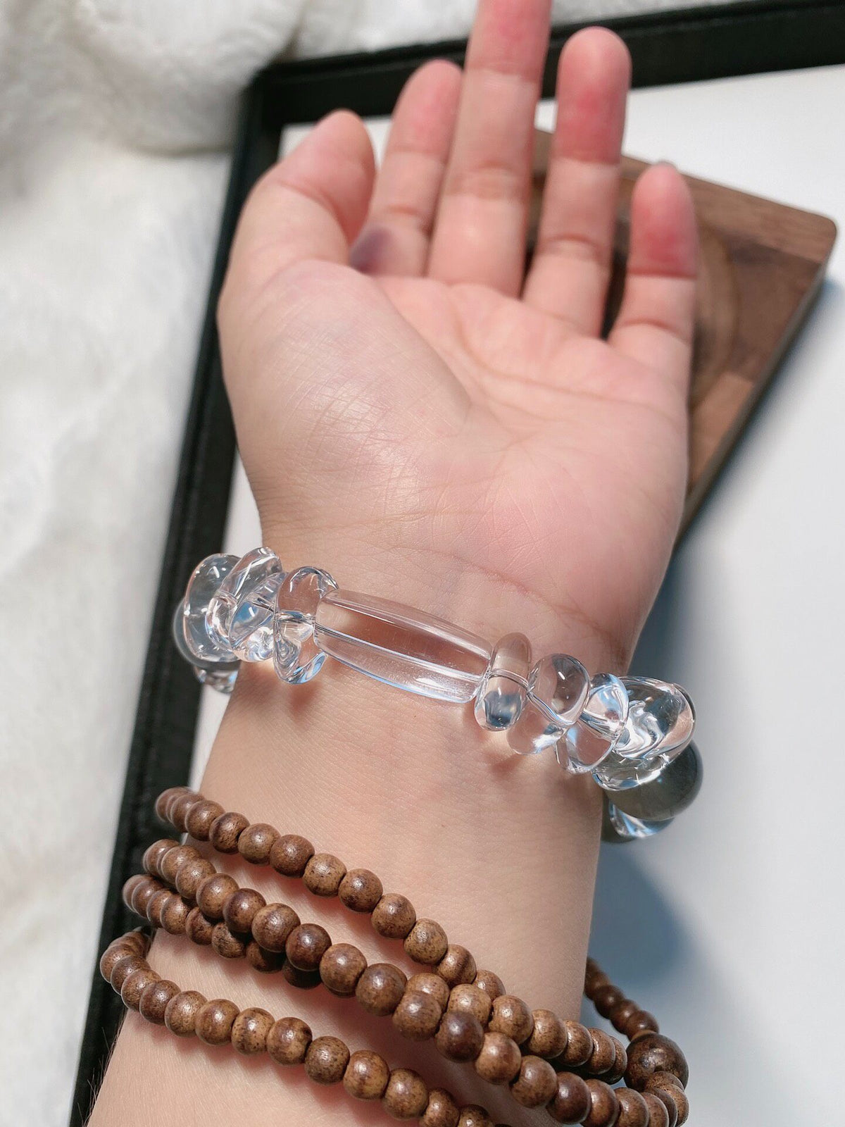 Clear Quartz Labradorite Beaded Bracelet