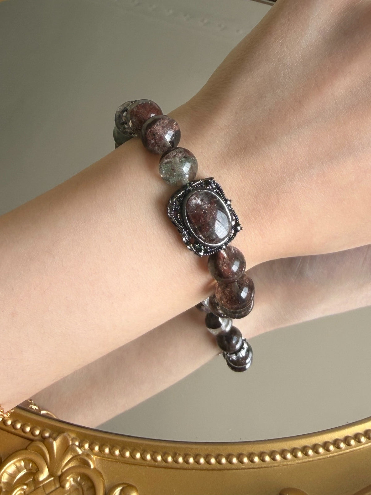 Natural Phantom Quartz Beaded Bracelet 10mm