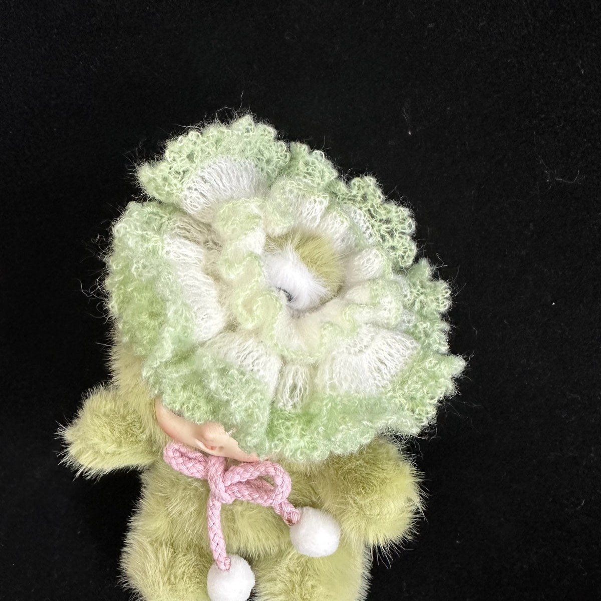 Scrunchie per capelli all'uncinetto fatto a mano, verde menta con volant
