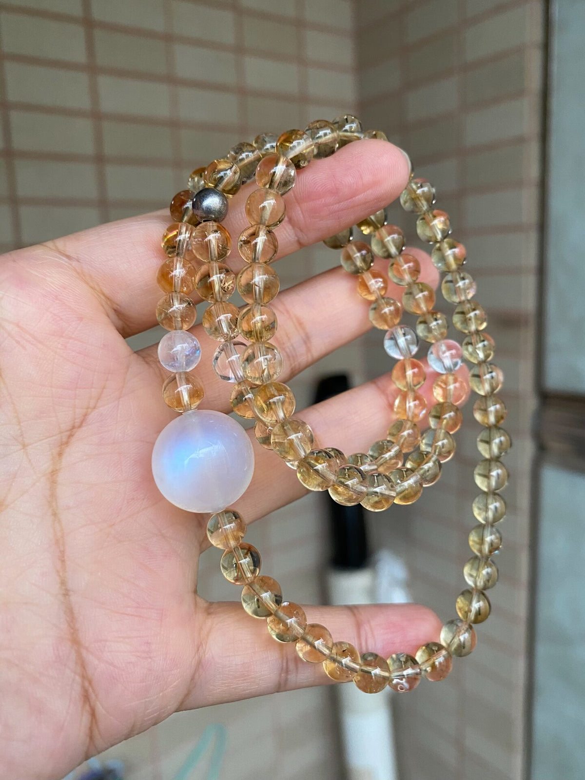 Triple Wrap Citrine Bracelet Blue Moonstone