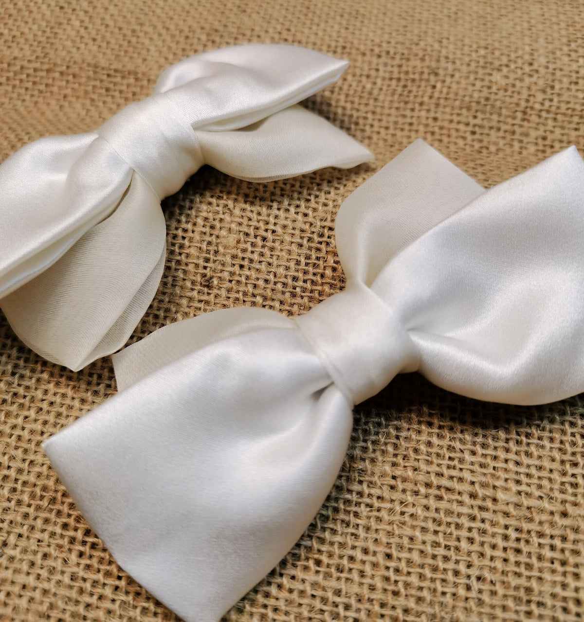 Pure Silk Bow Hair Clips Cream White