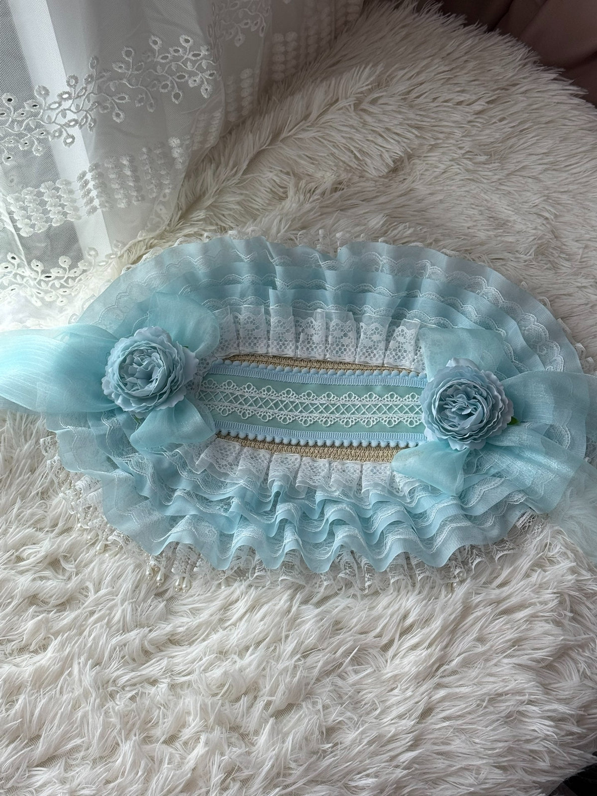 Handmade Water Blue Lace BNT Bonnet Hat