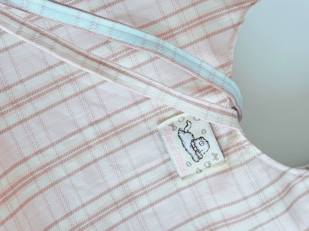 Sac hobo double face en tartan rose et blanc