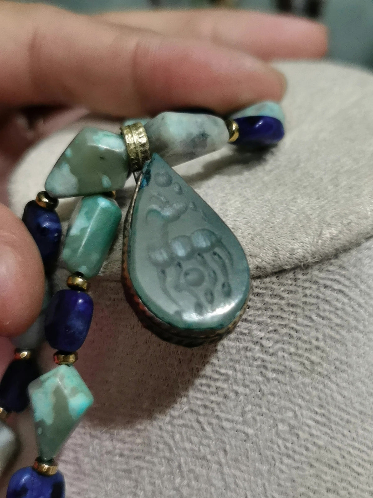 Sassanian Seal Pendant Natural Stone Necklace