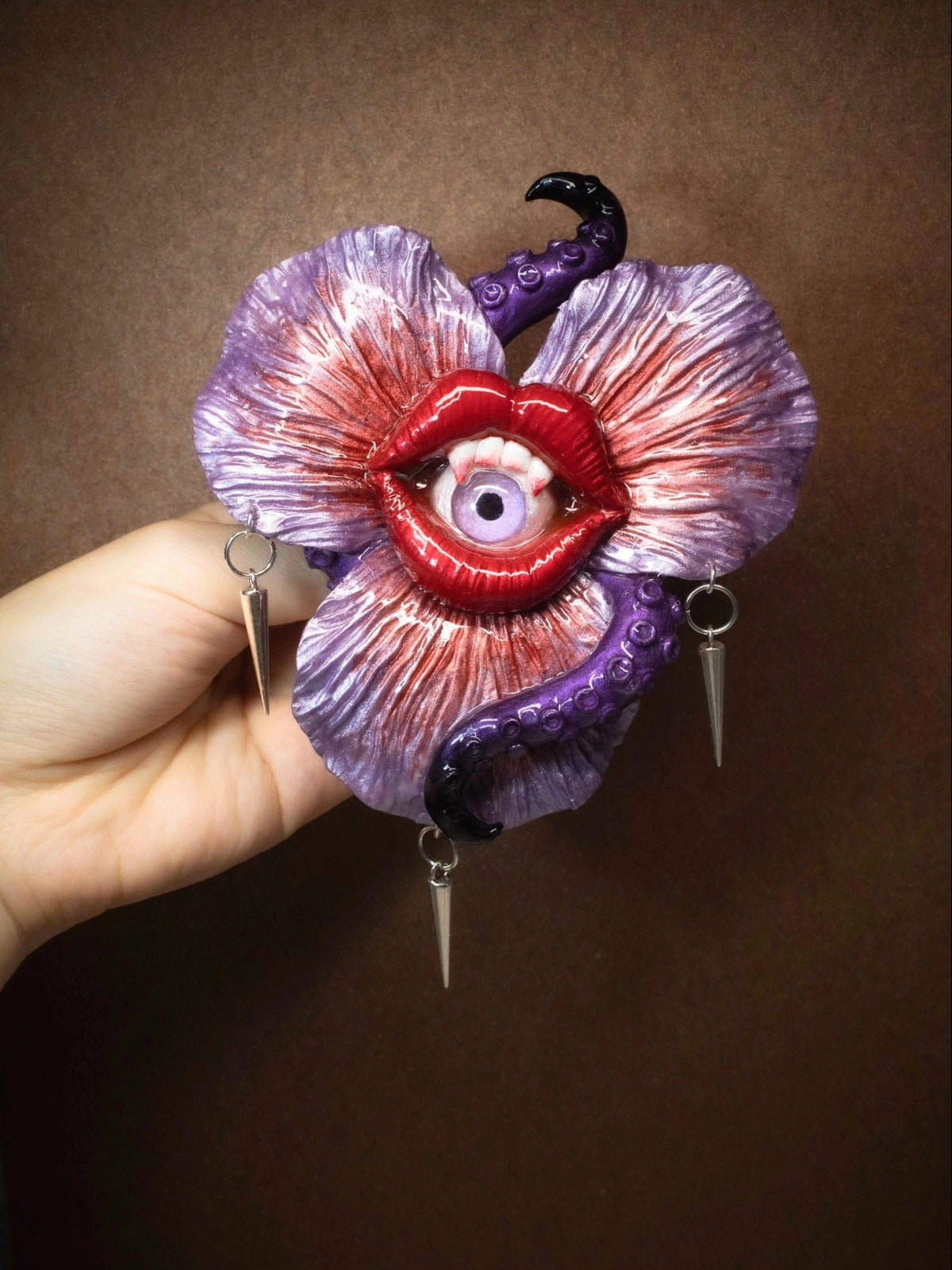 Gothic Tentacle Eye Lips Pendant Necklace