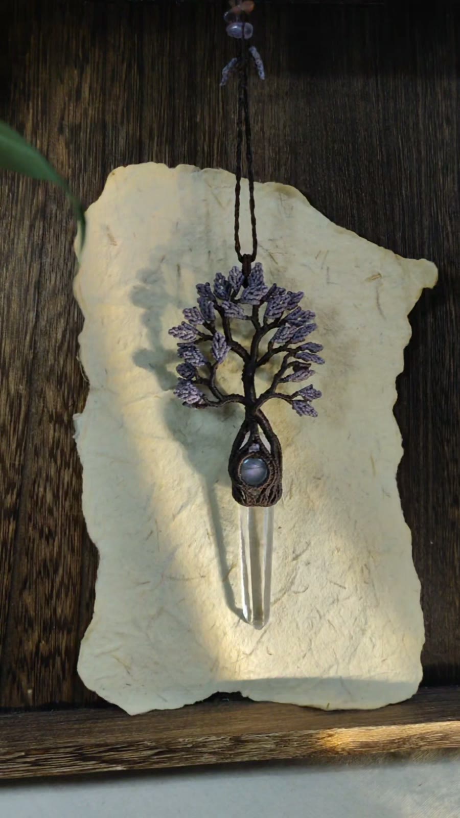 Colar de Macramé Árvore da Vida com Labradorite