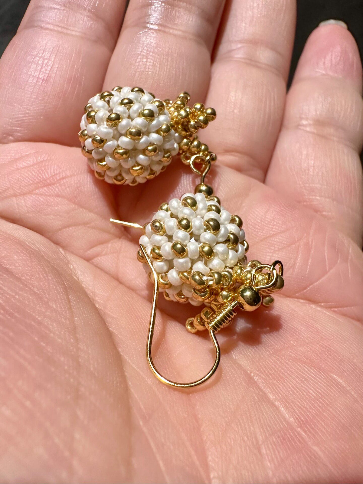 Handcrafted Spherical Pineapple Earrings Gold