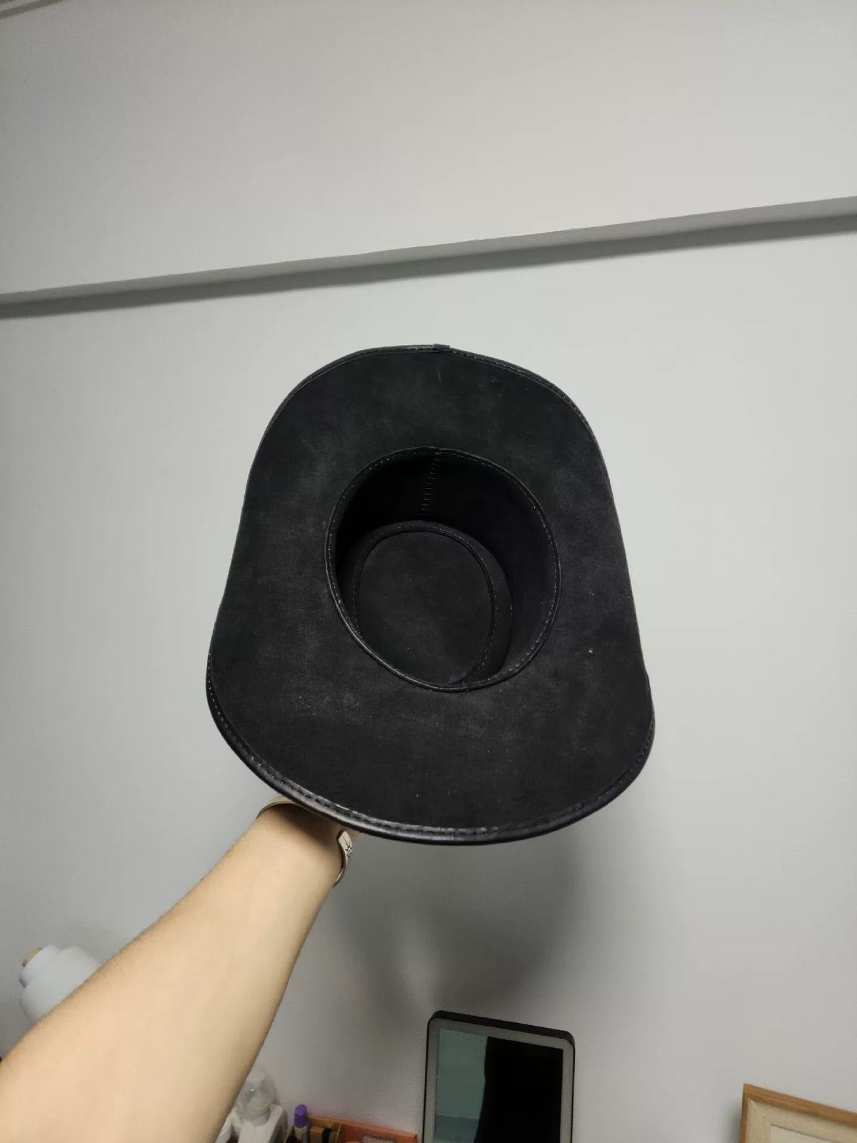 Chapeau de cowboy western en cuir noir fait main