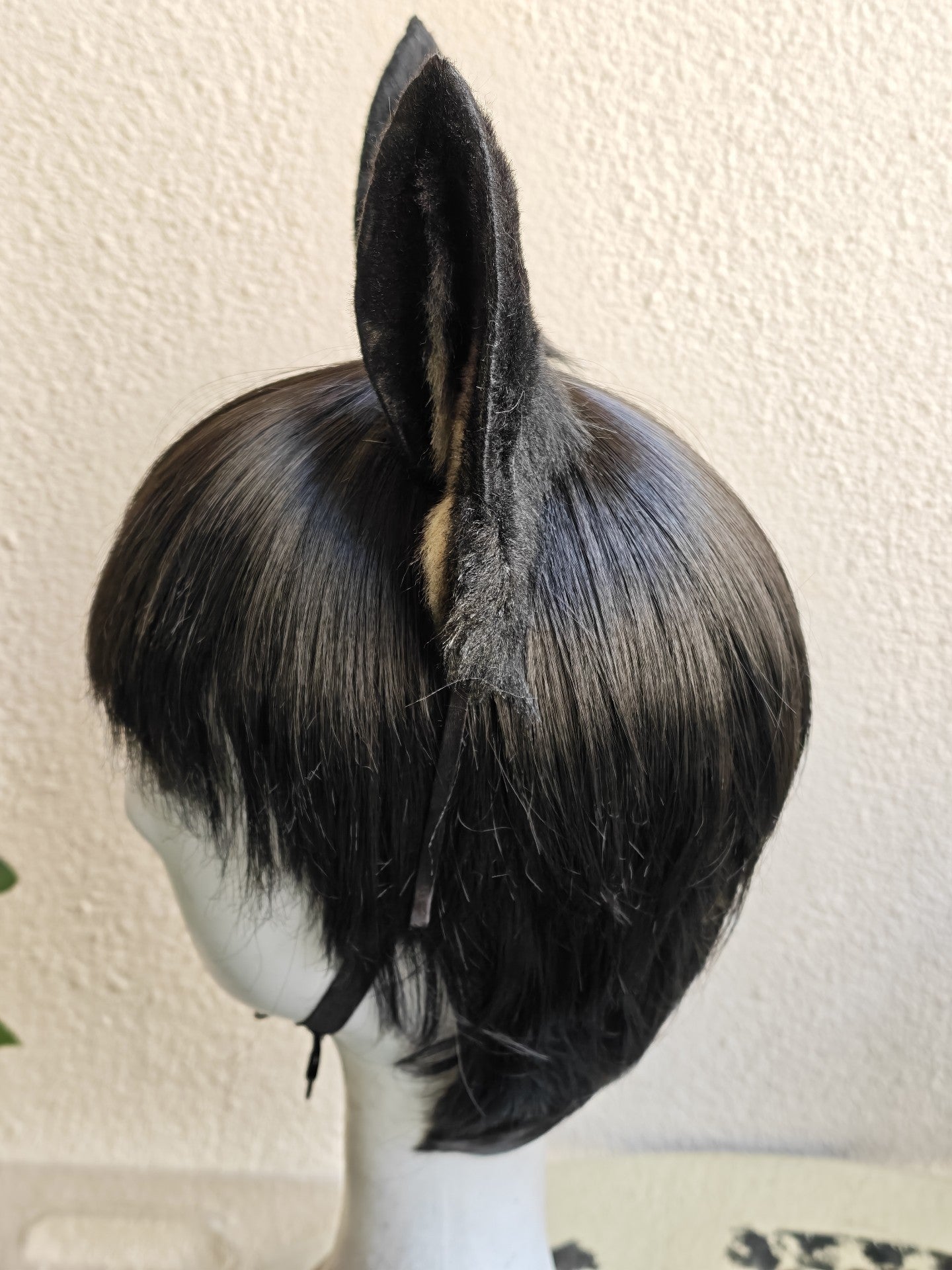 Handmade Large German Shepherd Ears - Light Yellow and Black with Pink Inner Ear
