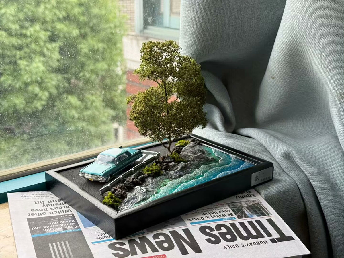 Handcrafted Coastal Road Diorama Model 22 cm