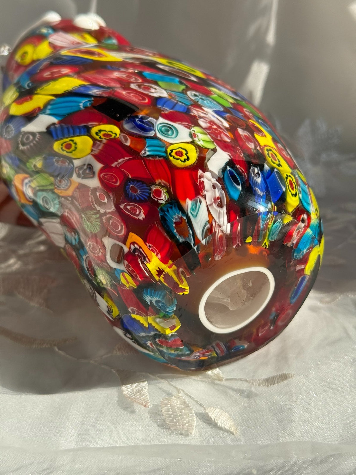 Estatueta de Gato em Vidro Millefiori