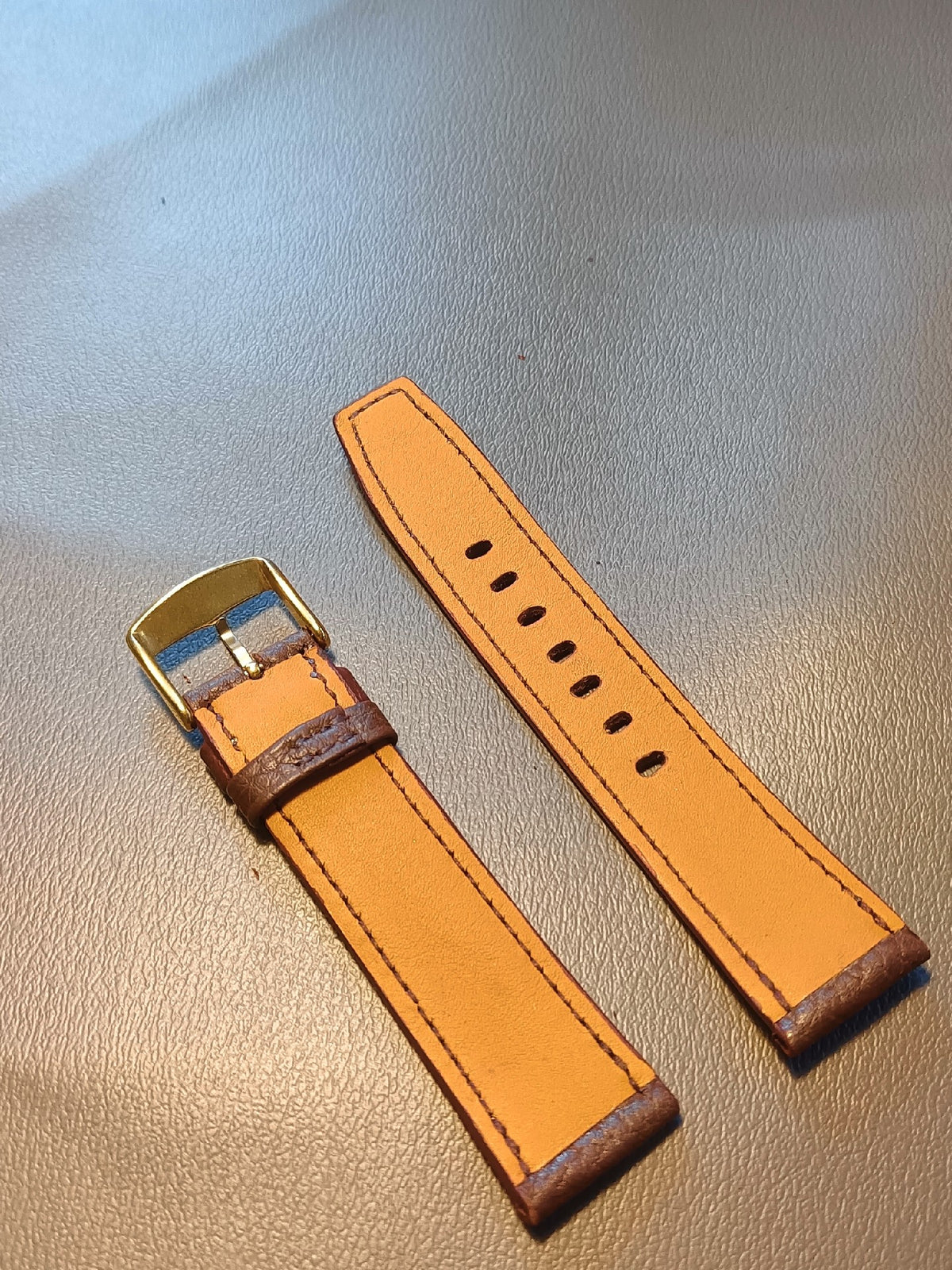 Brown Togo Leather Watch Strap 22mm