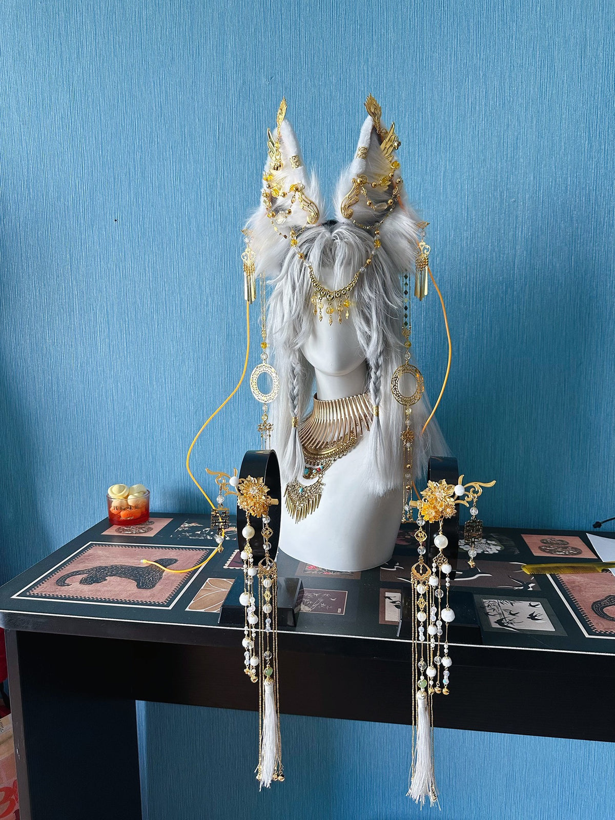 Gold Phoenix Hair Clip Ear Cuff Set