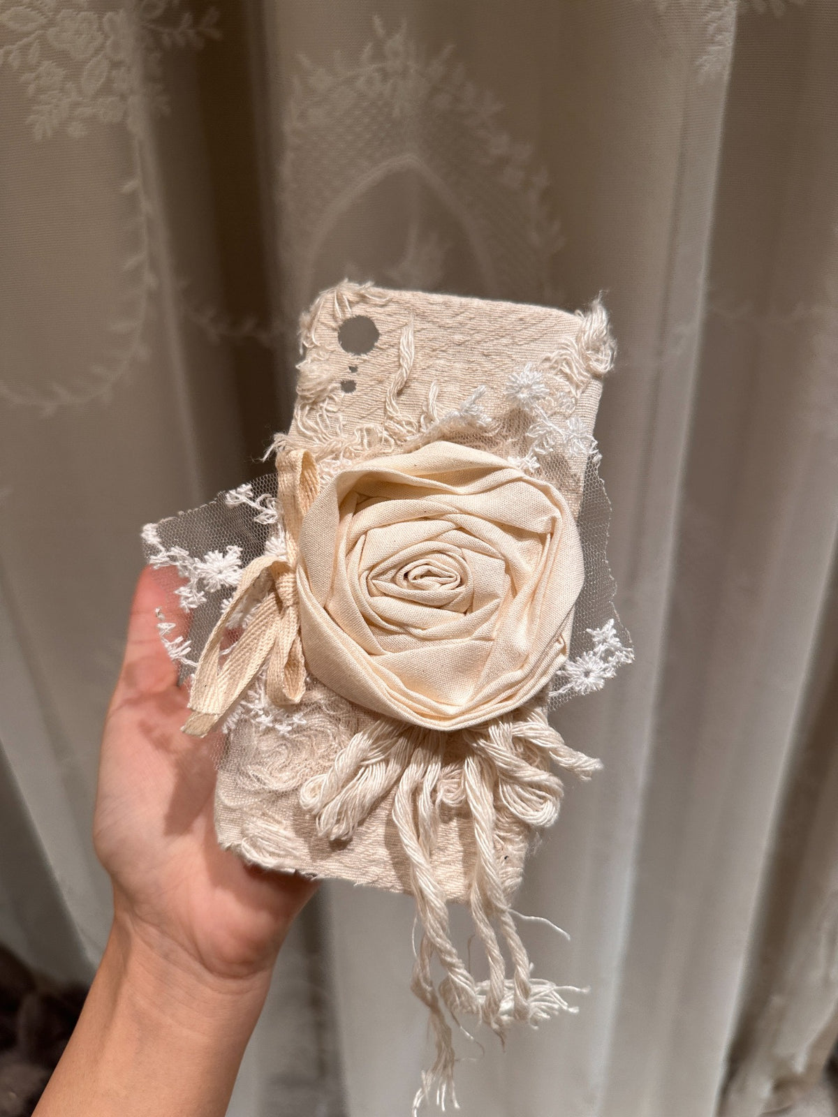 Fabric Rose Phone Case with Tassels